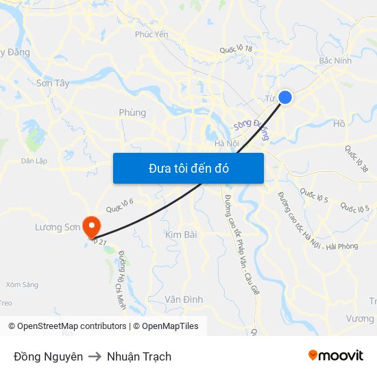 Đồng Nguyên to Nhuận Trạch map