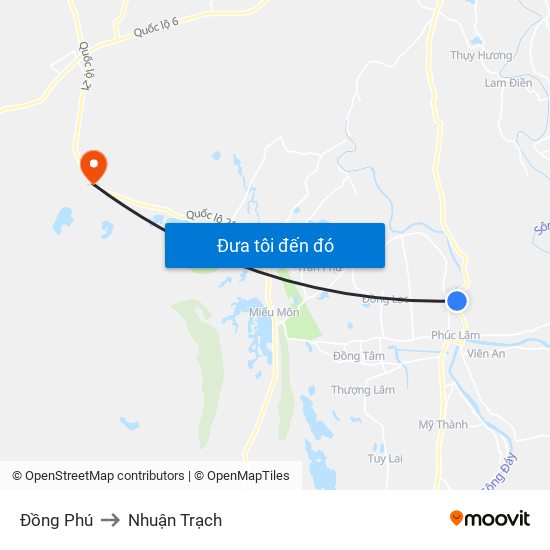 Đồng Phú to Nhuận Trạch map