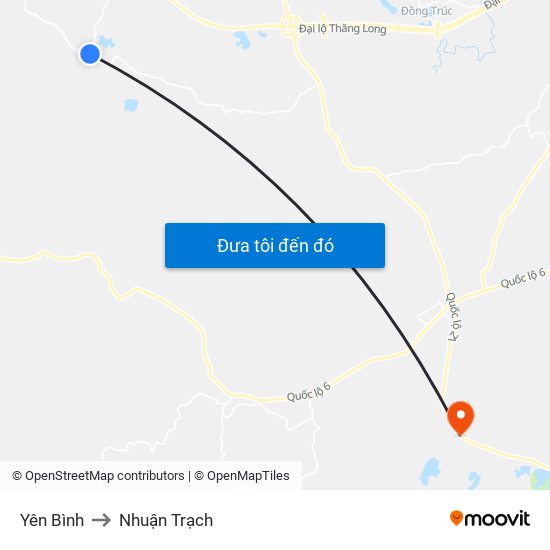 Yên Bình to Nhuận Trạch map