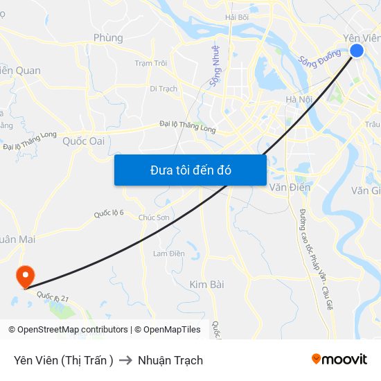 Yên Viên (Thị Trấn ) to Nhuận Trạch map