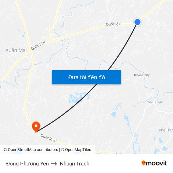 Đông Phương Yên to Nhuận Trạch map