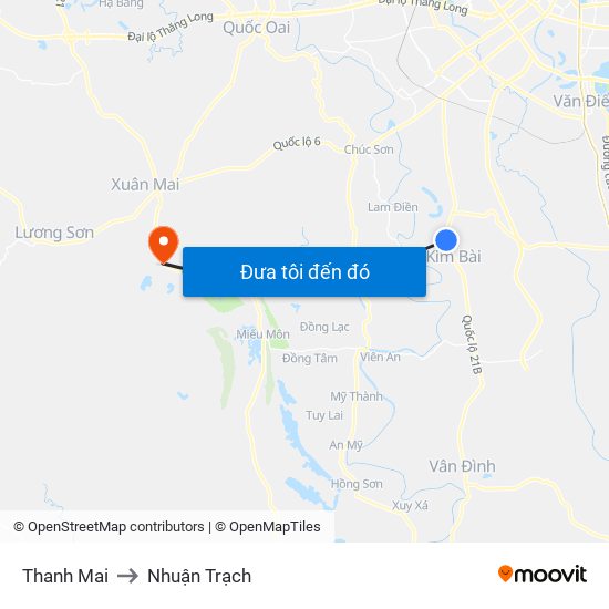 Thanh Mai to Nhuận Trạch map