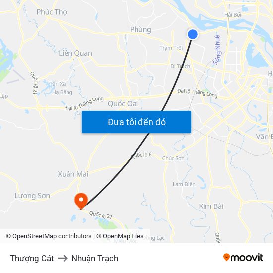 Thượng Cát to Nhuận Trạch map