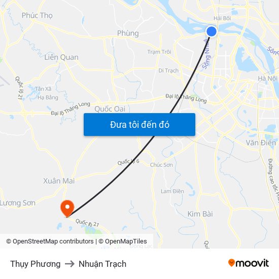 Thụy Phương to Nhuận Trạch map