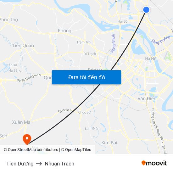 Tiên Dương to Nhuận Trạch map