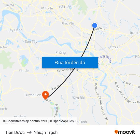 Tiên Dược to Nhuận Trạch map