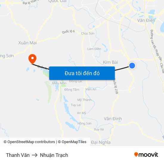 Thanh Văn to Nhuận Trạch map