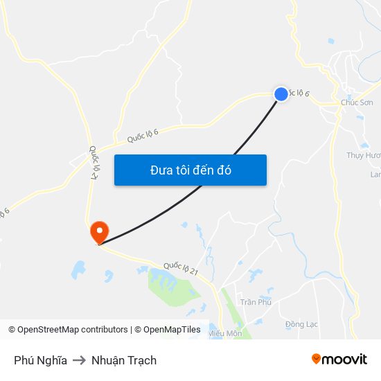 Phú Nghĩa to Nhuận Trạch map