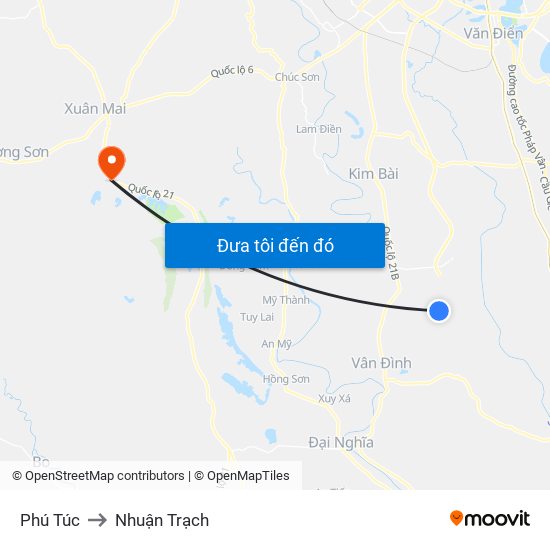 Phú Túc to Nhuận Trạch map