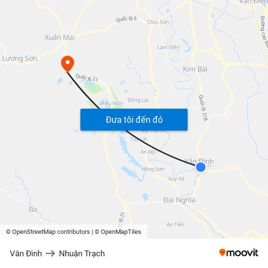 Vân Đình to Nhuận Trạch map