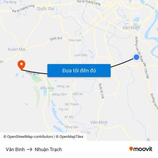 Văn Bình to Nhuận Trạch map