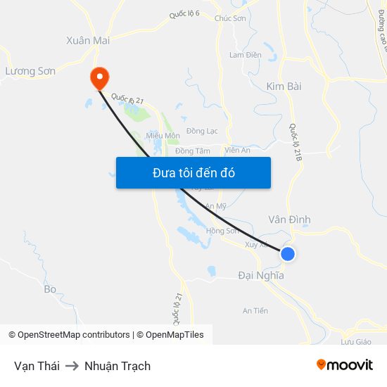 Vạn Thái to Nhuận Trạch map