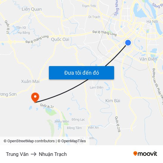 Trung Văn to Nhuận Trạch map