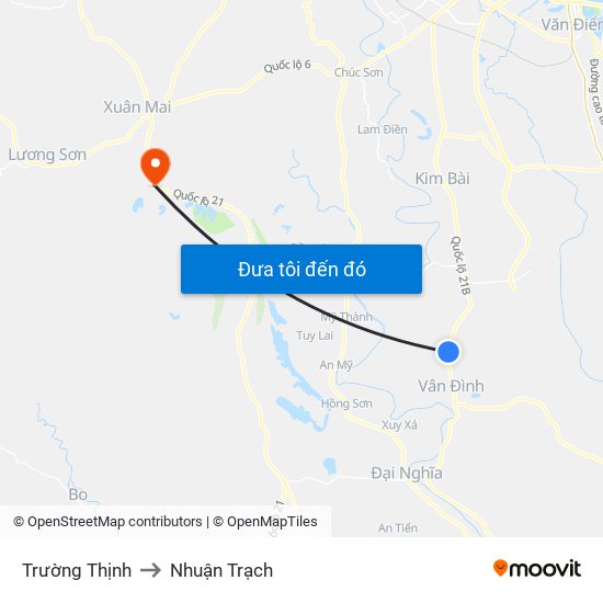 Trường Thịnh to Nhuận Trạch map