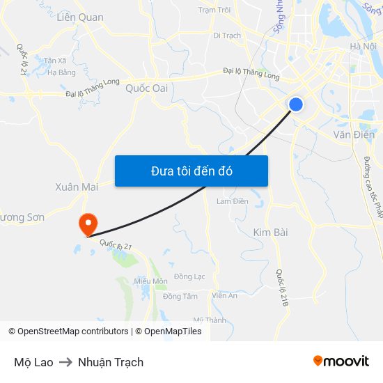 Mộ Lao to Nhuận Trạch map