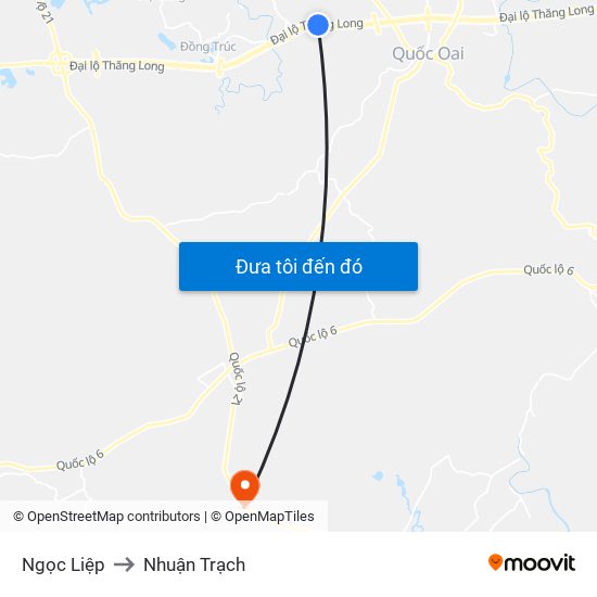 Ngọc Liệp to Nhuận Trạch map