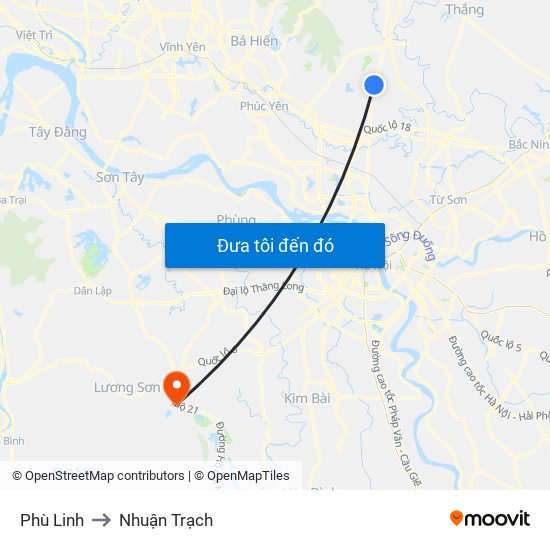 Phù Linh to Nhuận Trạch map