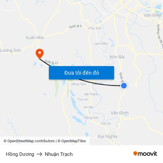 Hồng Dương to Nhuận Trạch map