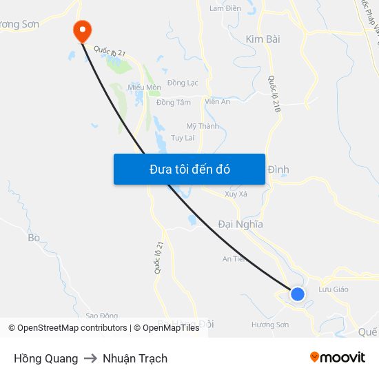Hồng Quang to Nhuận Trạch map