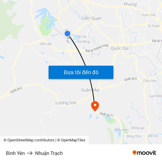 Bình Yên to Nhuận Trạch map