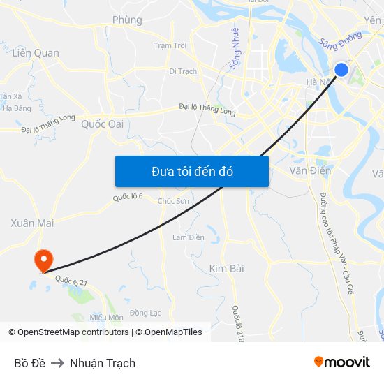 Bồ Đề to Nhuận Trạch map