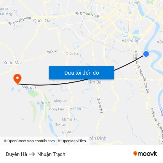 Duyên Hà to Nhuận Trạch map