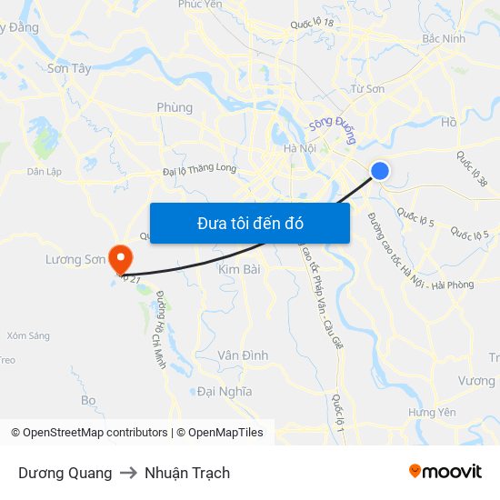 Dương Quang to Nhuận Trạch map