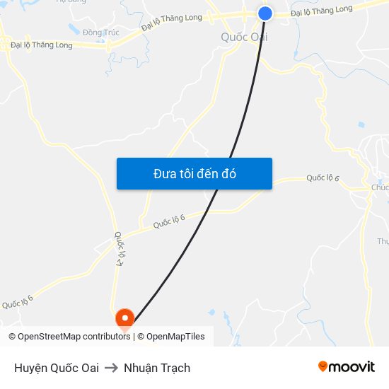 Huyện Quốc Oai to Nhuận Trạch map