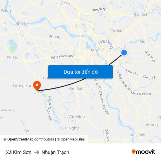 Xã Kim Sơn to Nhuận Trạch map