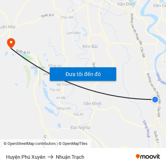 Huyện Phú Xuyên to Nhuận Trạch map