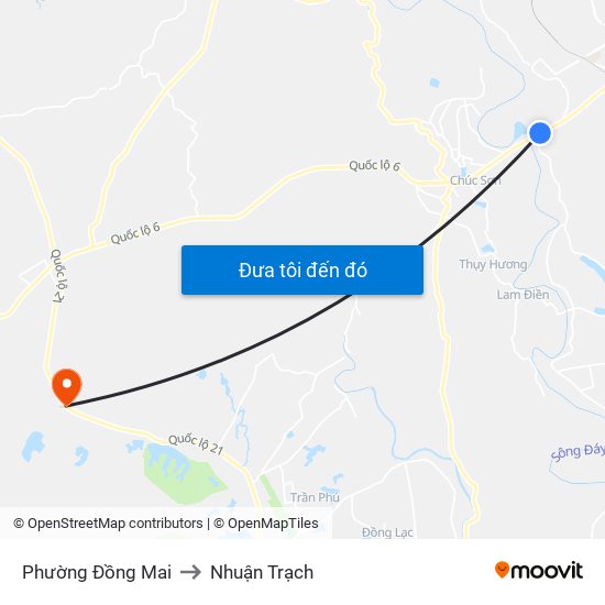Phường Đồng Mai to Nhuận Trạch map
