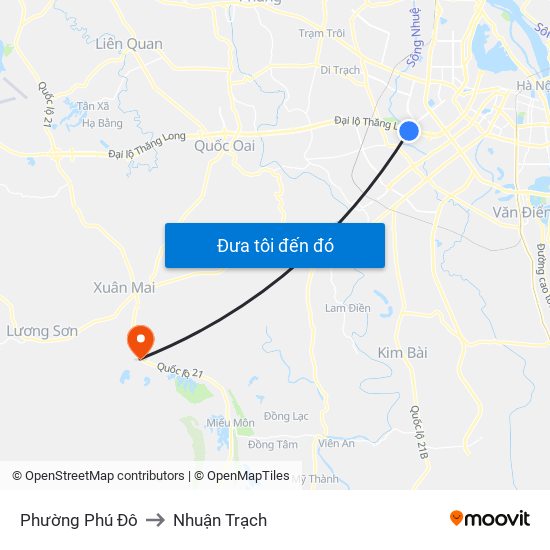 Phường Phú Đô to Nhuận Trạch map