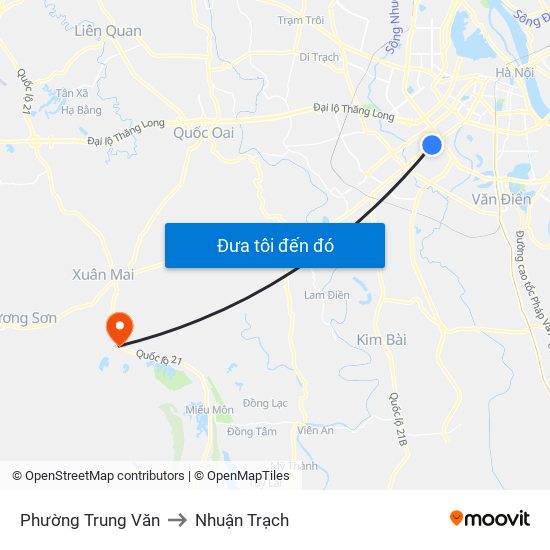 Phường Trung Văn to Nhuận Trạch map