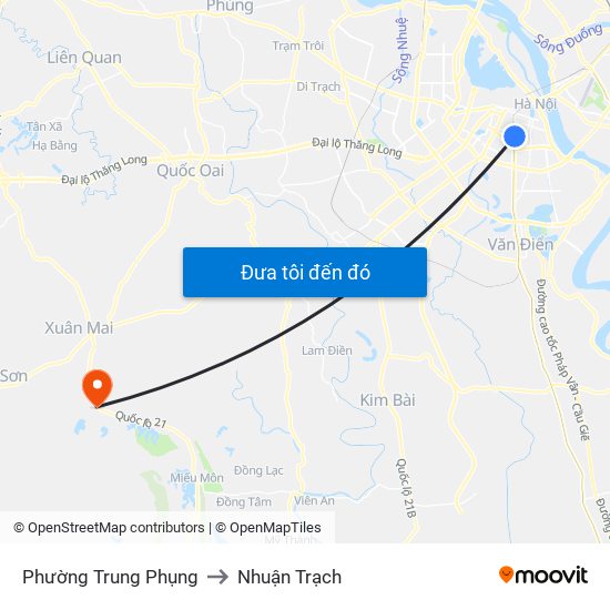 Phường Trung Phụng to Nhuận Trạch map