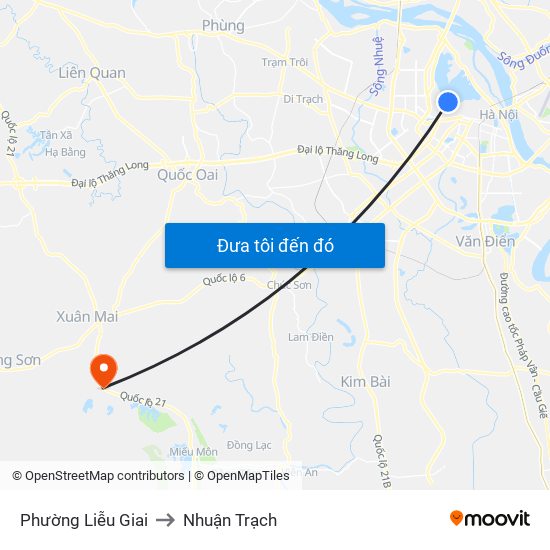 Phường Liễu Giai to Nhuận Trạch map