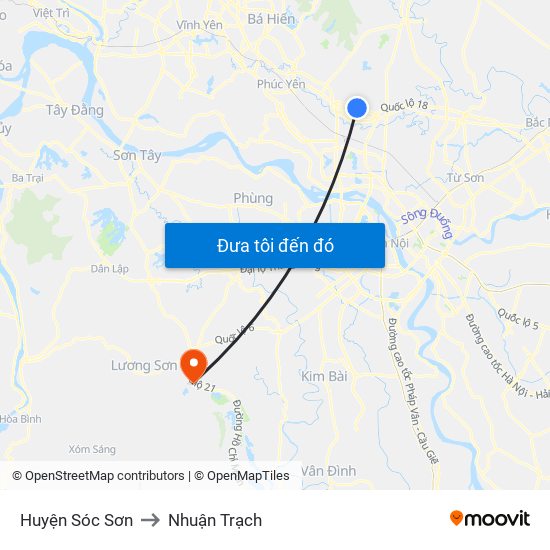 Huyện Sóc Sơn to Nhuận Trạch map