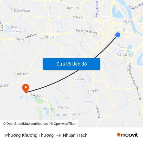 Phường Khương Thượng to Nhuận Trạch map