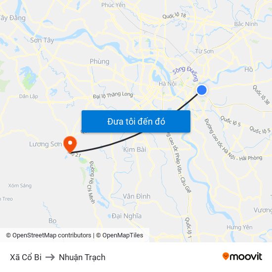 Xã Cổ Bi to Nhuận Trạch map