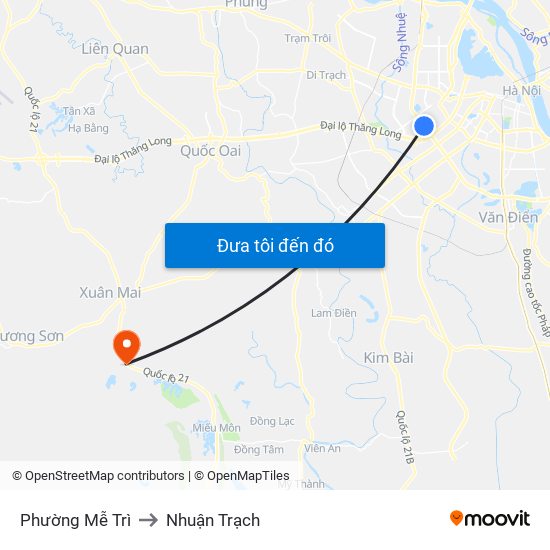 Phường Mễ Trì to Nhuận Trạch map