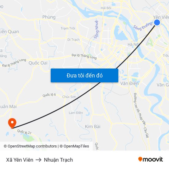 Xã Yên Viên to Nhuận Trạch map