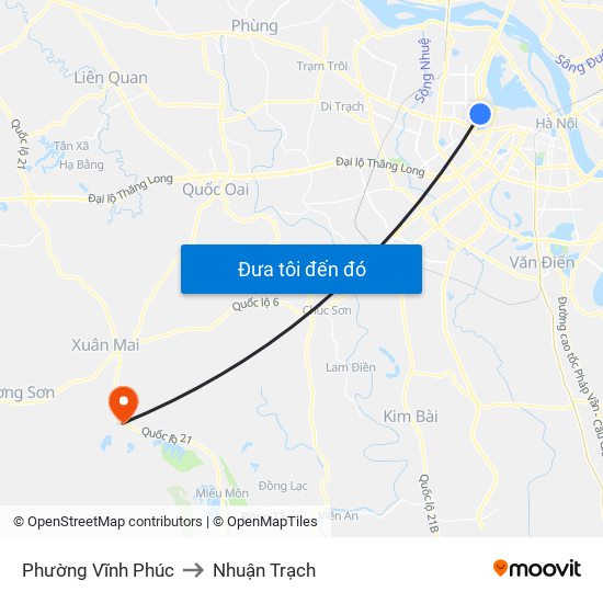 Phường Vĩnh Phúc to Nhuận Trạch map