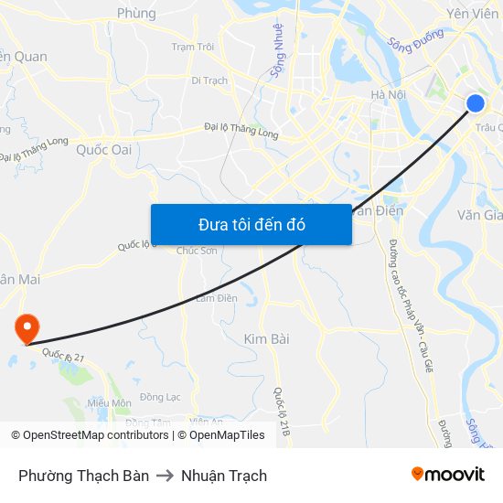 Phường Thạch Bàn to Nhuận Trạch map