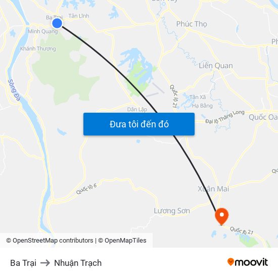 Ba Trại to Nhuận Trạch map