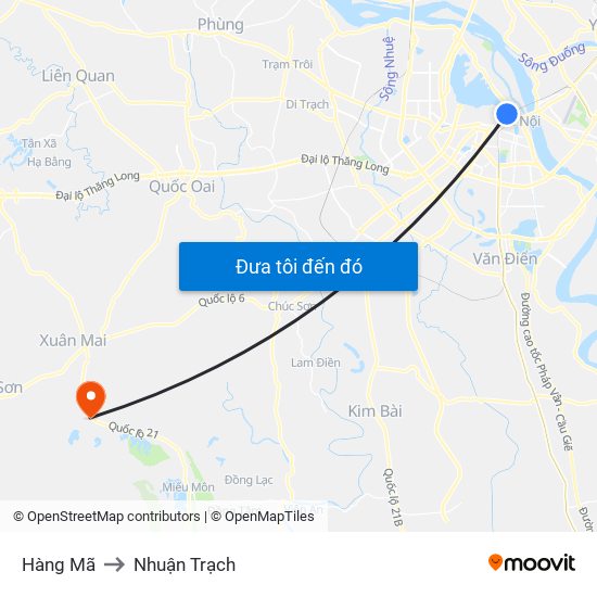 Hàng Mã to Nhuận Trạch map