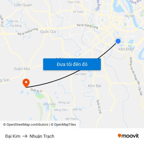 Đại Kim to Nhuận Trạch map