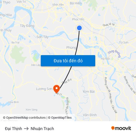 Đại Thịnh to Nhuận Trạch map