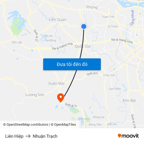 Liên Hiệp to Nhuận Trạch map