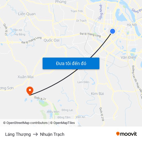 Láng Thượng to Nhuận Trạch map