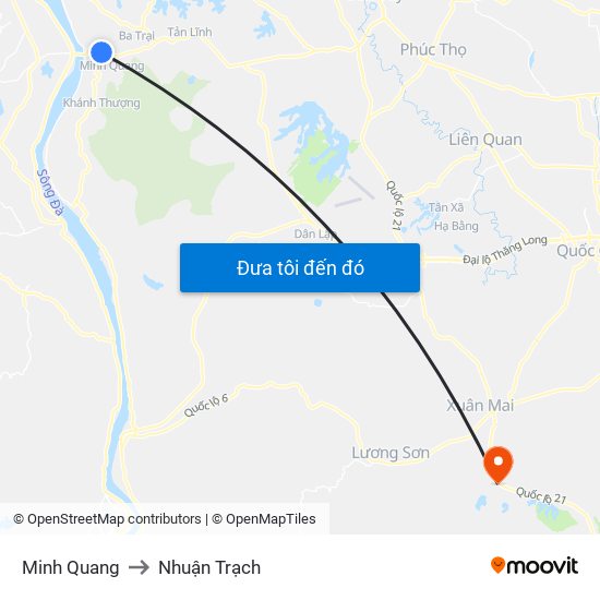 Minh Quang to Nhuận Trạch map