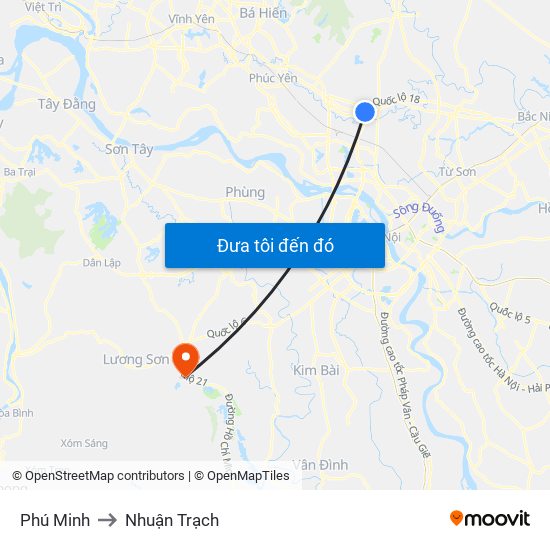 Phú Minh to Nhuận Trạch map